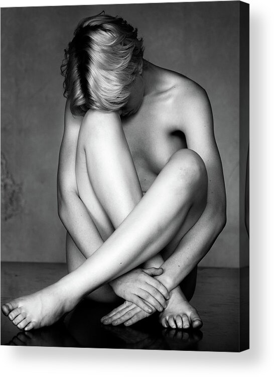 Weston Acrylic Print featuring the photograph Abi With Head on Her Knee by Lindsay Garrett