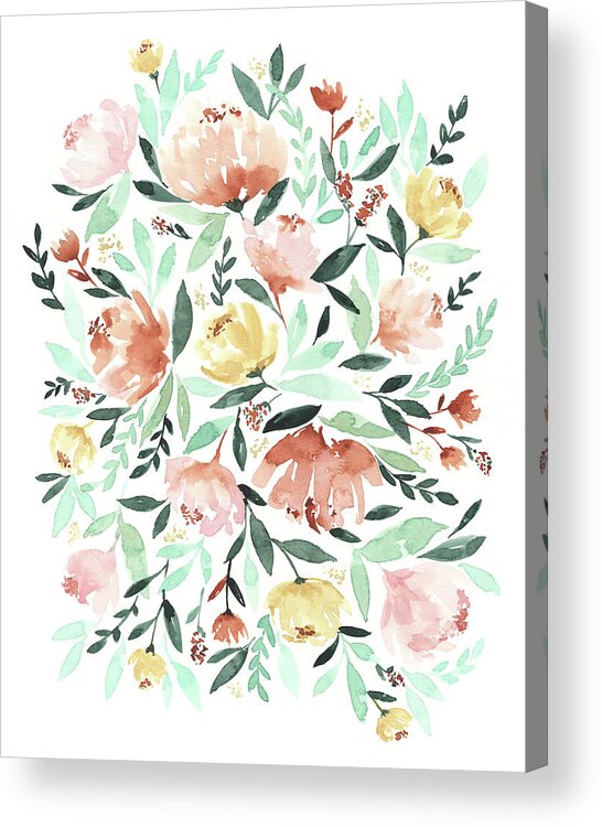 Watercolor Acrylic Print featuring the painting Abigail Floral by Shalece Elynne