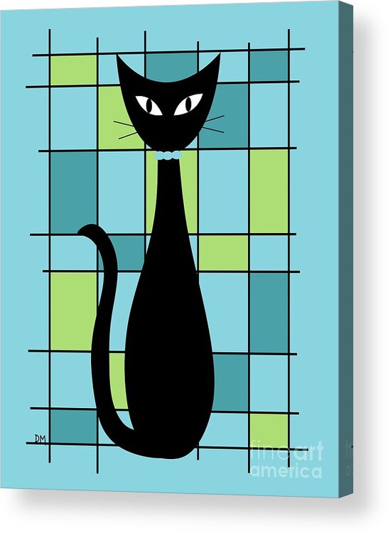  Acrylic Print featuring the digital art Abstract Cat in Light Blue by Donna Mibus