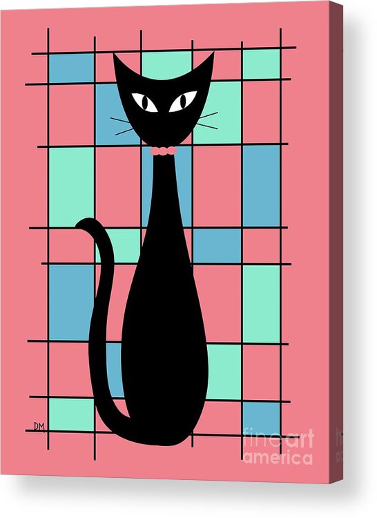  Acrylic Print featuring the digital art Abstract Cat in Pink by Donna Mibus