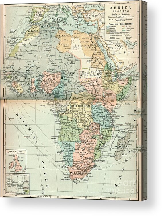 Continent Acrylic Print featuring the drawing Africa Political, C1902, 1903 by Print Collector