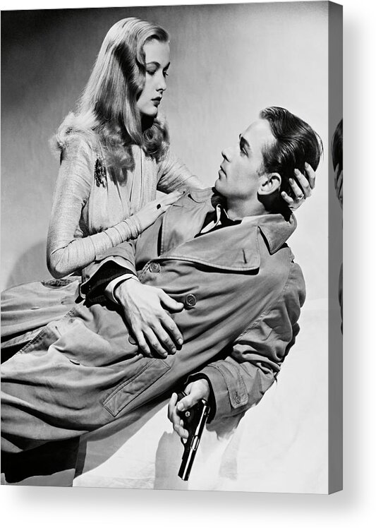 Alan Ladd Acrylic Print featuring the photograph ALAN LADD and VERONICA LAKE in THIS GUN FOR HIRE -1942-. by Album