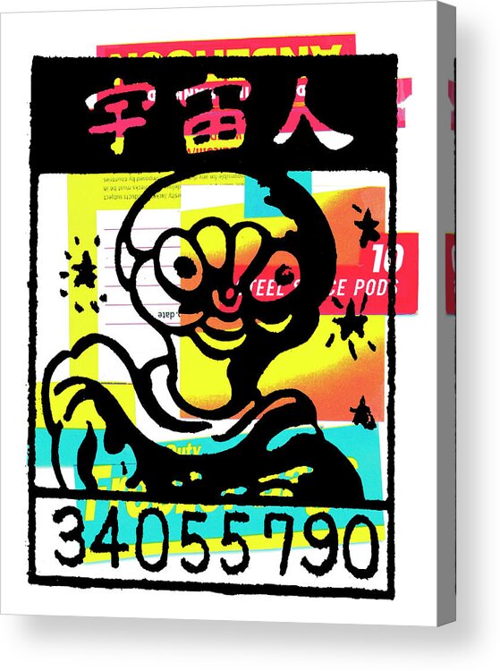 Alien Acrylic Print featuring the drawing Alien Make Ready with Asian Lettering by CSA Images