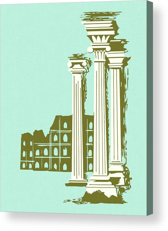 Ancient Acrylic Print featuring the drawing Ancient Ruins and Columns by CSA Images