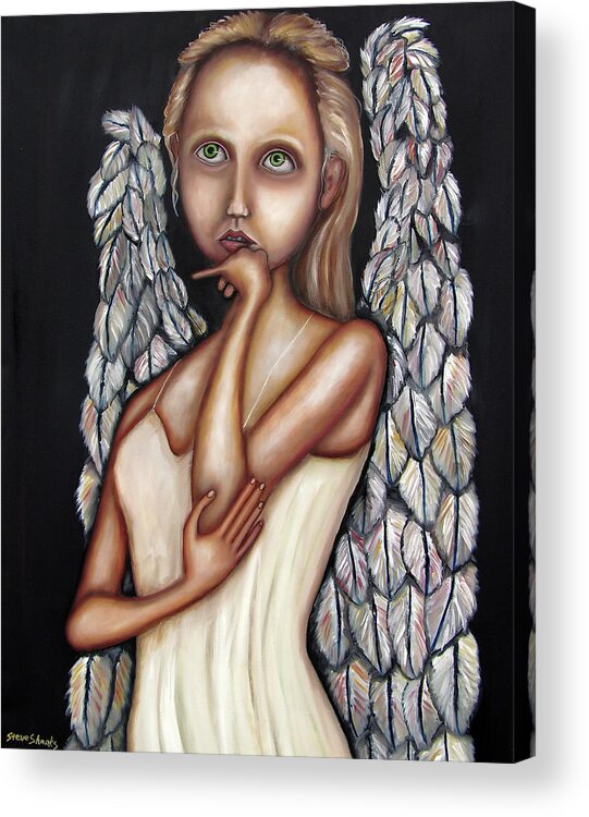 Angel Acrylic Print featuring the painting Angel Thoughts by Steve Shanks