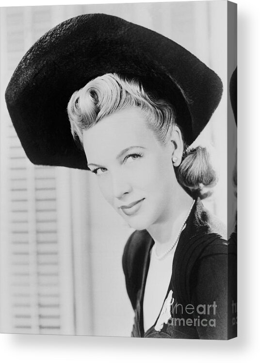 People Acrylic Print featuring the photograph Ann Eden Wearing Hat by Bettmann
