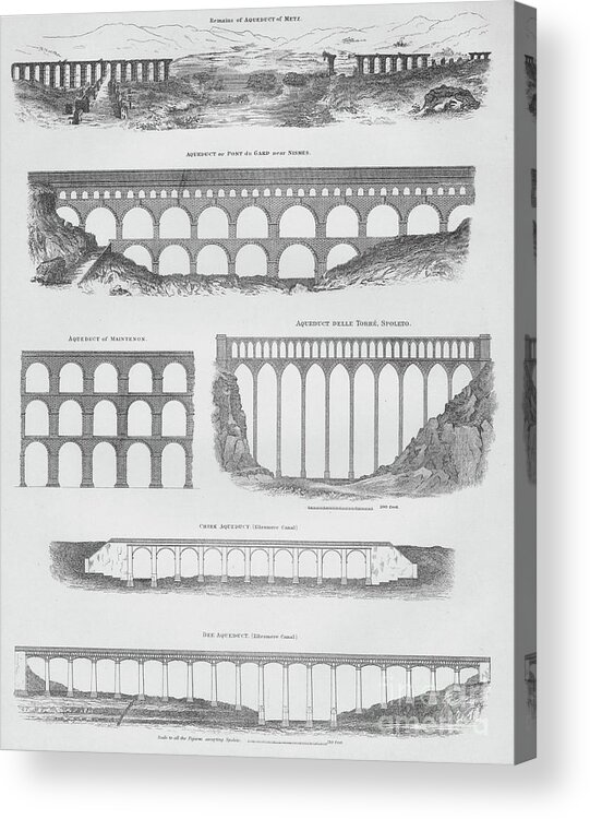 Engraving Acrylic Print featuring the drawing Aqueducts by Print Collector