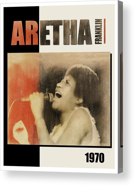 Aretha Franklin Acrylic Print featuring the digital art Aretha Franklin 1970 by Regina Wyatt