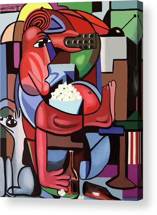 Cubism Acrylic Print featuring the painting Assuming The Position by Anthony Falbo