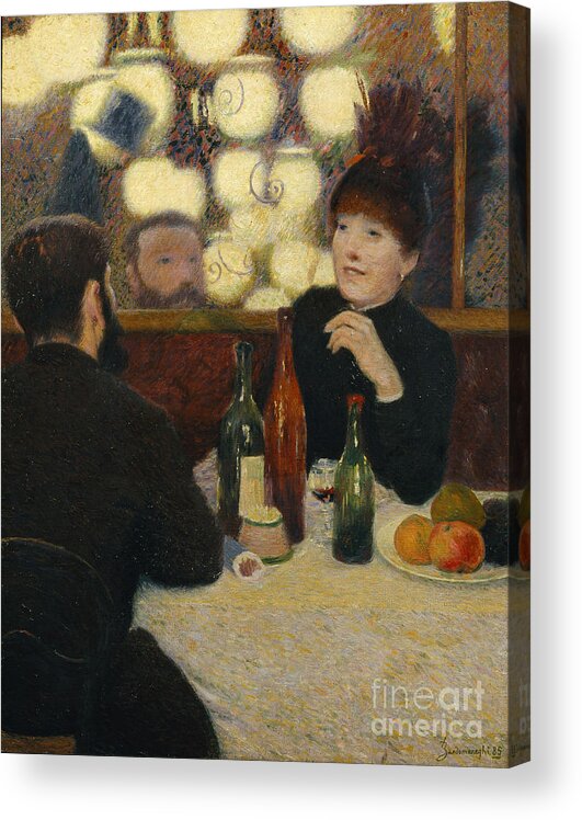 Oil Painting Acrylic Print featuring the drawing At The Café De La Nouvelle Athènes by Heritage Images