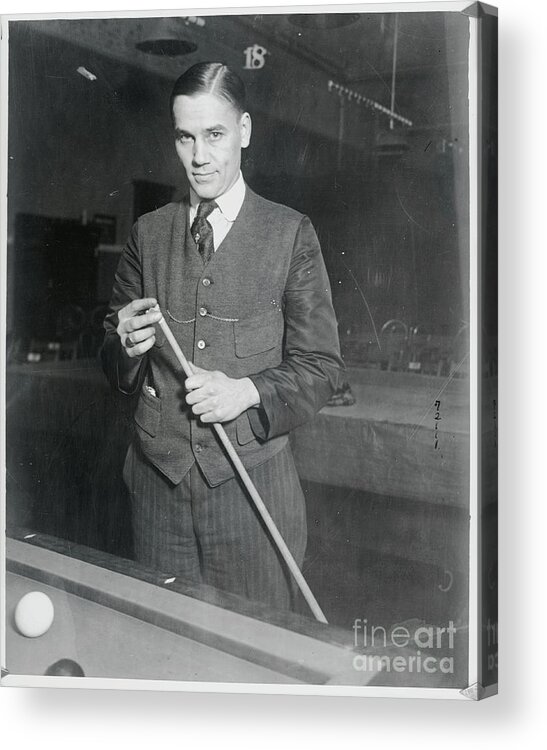 Three Quarter Length Acrylic Print featuring the photograph Augie Kiecknefer Playing Billiards by Bettmann