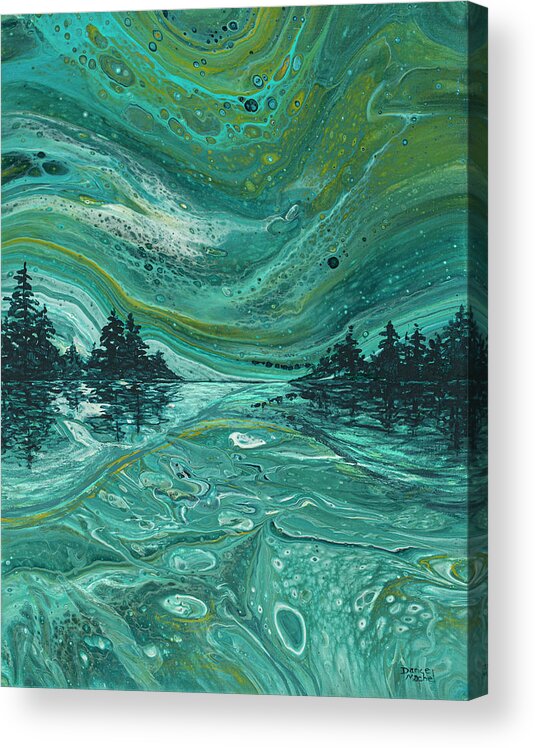 Abstract Acrylic Print featuring the painting Aurora Borealis Treescape by Darice Machel McGuire