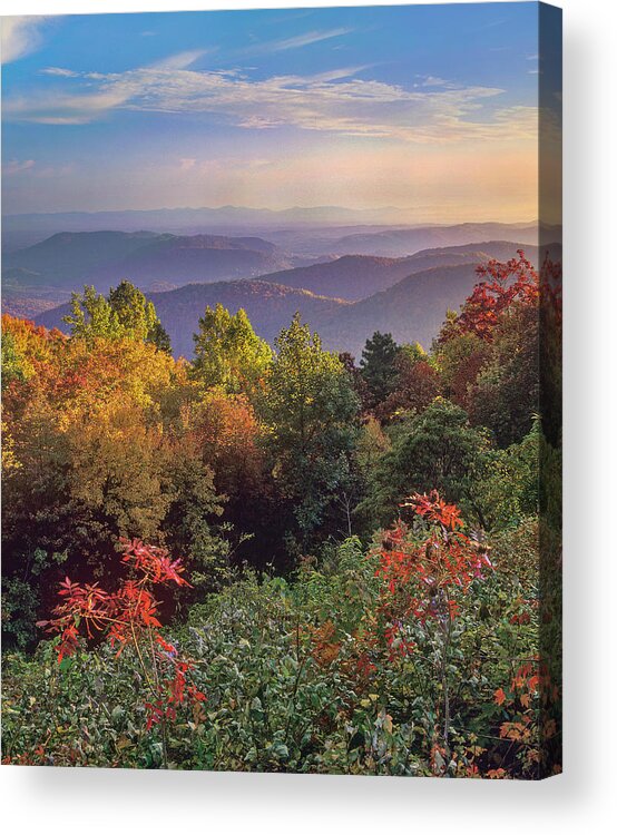 Autumn Acrylic Print featuring the photograph Autumn And The Blue Ridge by Tim Fitzharris