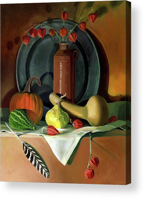 Still Life Acrylic Print featuring the painting Autumn Still Life by Nancy Griswold