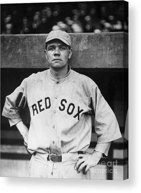 People Acrylic Print featuring the photograph Babe Ruth In Red Sox Uniform by Bettmann