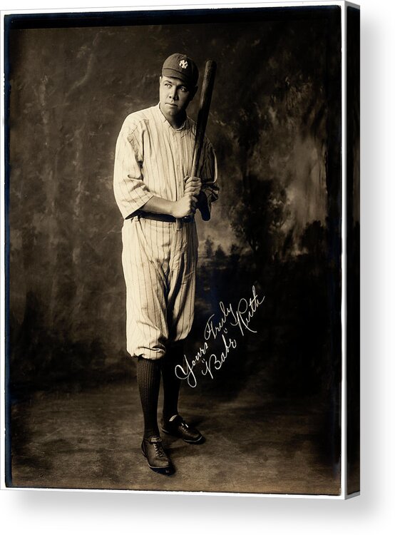 Babe Ruth Yours Truly Acrylic Print featuring the photograph Babe Ruth Yours Truly by Carlos Diaz