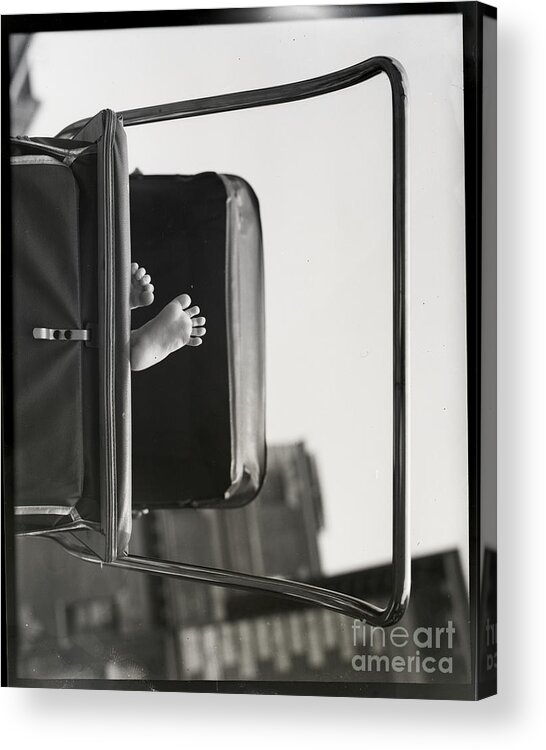 Child Acrylic Print featuring the photograph Babys Feet Peeking Out Of Carriage by Bettmann
