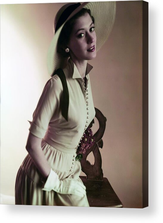 Fashion Acrylic Print featuring the photograph Barbara Mullen Wearing Kane-weill by Horst P. Horst