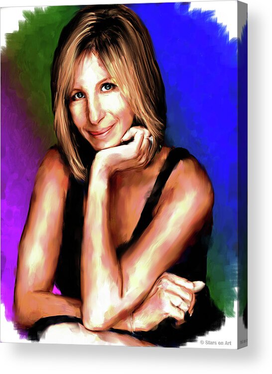 Barbra Acrylic Print featuring the painting Barbra Streisand painting by Stars on Art