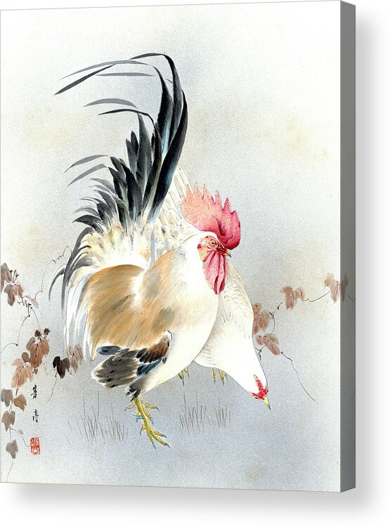 Hotei Acrylic Print featuring the painting Barnyard Fowl by Hotei
