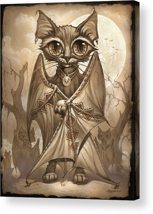 Jeff Haynie Acrylic Print featuring the painting Bat Cat by Jeff Haynie