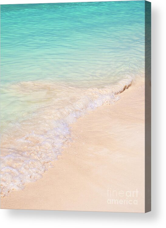 Beach Acrylic Print featuring the photograph Beach wave and white sand by Delphimages Photo Creations