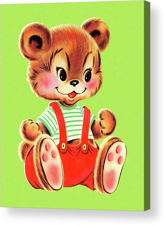 Animal Acrylic Print featuring the drawing Bear Wearing Overalls by CSA Images