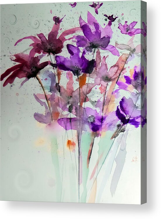 Watercolor Acrylic Print featuring the painting Beautiful Spring Floral by Lisa Kaiser