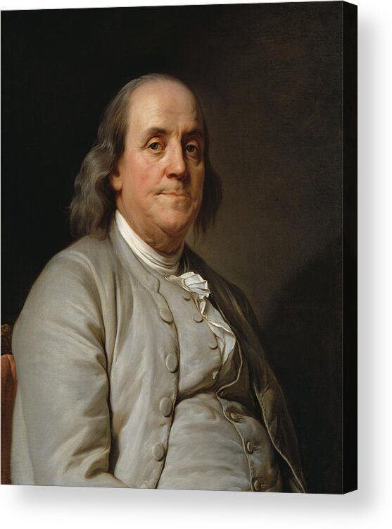Benjamin Franklin Acrylic Print featuring the painting Benjamin Franklin Painting - Joseph Duplessis by War Is Hell Store