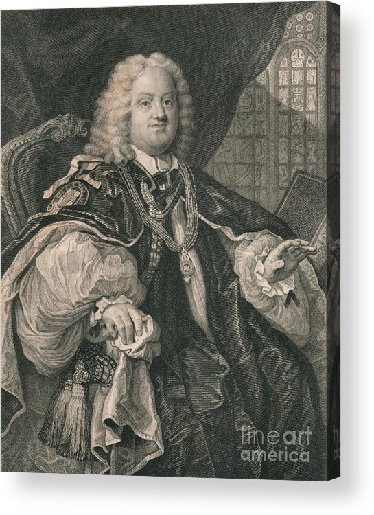 Engraving Acrylic Print featuring the drawing Benjamin Hoadly, 1676-1761, English by Print Collector