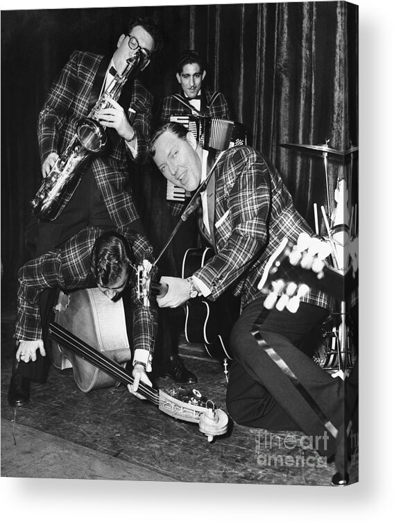 Rock Music Acrylic Print featuring the photograph Bill Haley And His Comets Rehearsing by Bettmann