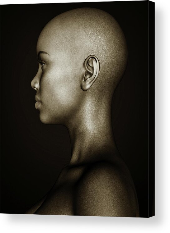 African Acrylic Print featuring the photograph Black And White Profile Of An African Girl by Jan Keteleer
