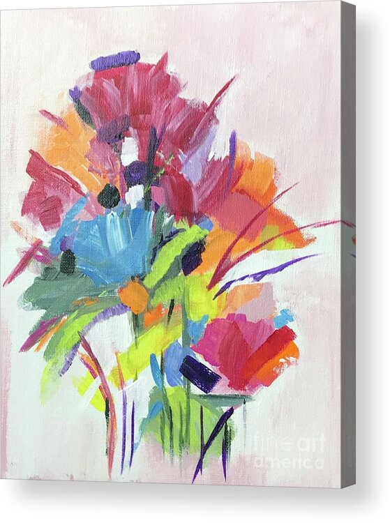 Original Art Work Acrylic Print featuring the painting Bouquet of Flowers by Theresa Honeycheck