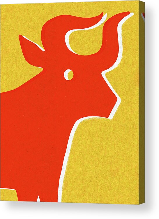 Antler Acrylic Print featuring the drawing Bull by CSA Images