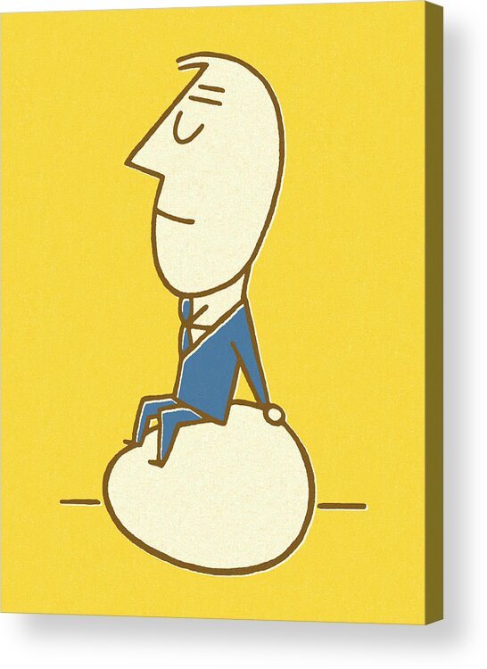 Adult Acrylic Print featuring the drawing Businessman Sitting on an Egg by CSA Images