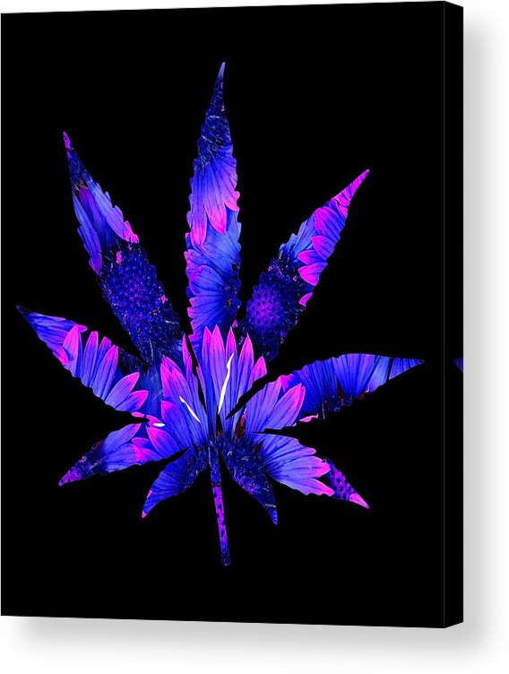 Weed Leaf Acrylic Print featuring the digital art Cannabis Rainbow Design 106 by Lin Watchorn