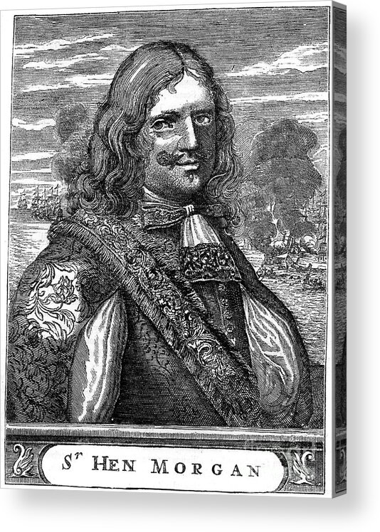 Engraving Acrylic Print featuring the drawing Captain Morgan, 17th Century Buccaneer by Print Collector