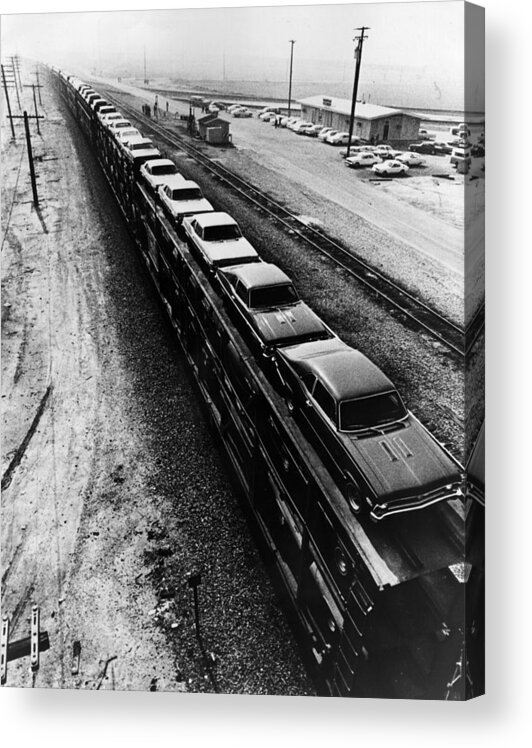 Long Acrylic Print featuring the photograph Car Train by Fox Photos