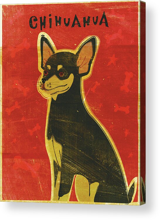 Chihuahua (black And Tan) Acrylic Print featuring the digital art Chihuahua (black And Tan) by John W. Golden