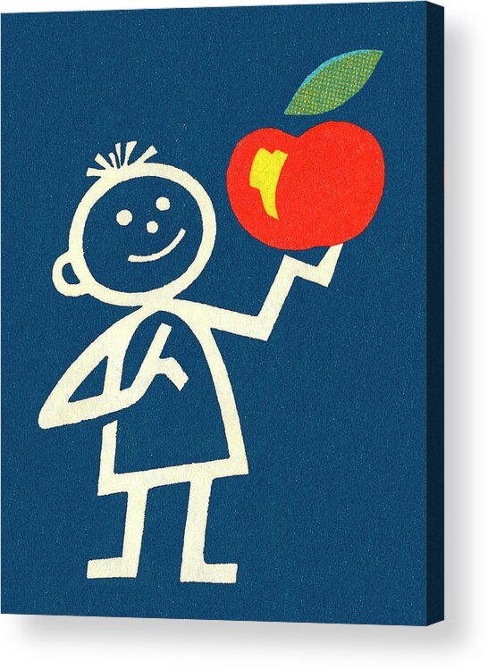 Apple Acrylic Print featuring the drawing Child Holding an Apple by CSA Images