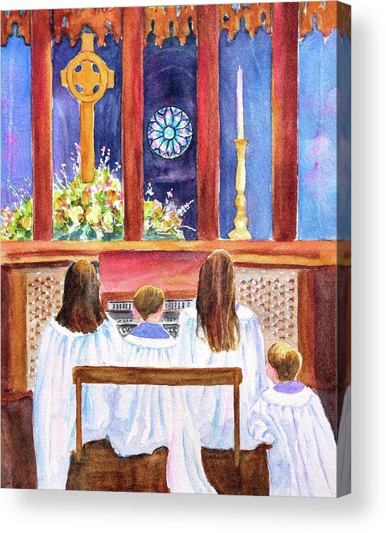 Church Acrylic Print featuring the painting Children's Choir by Carlin Blahnik CarlinArtWatercolor
