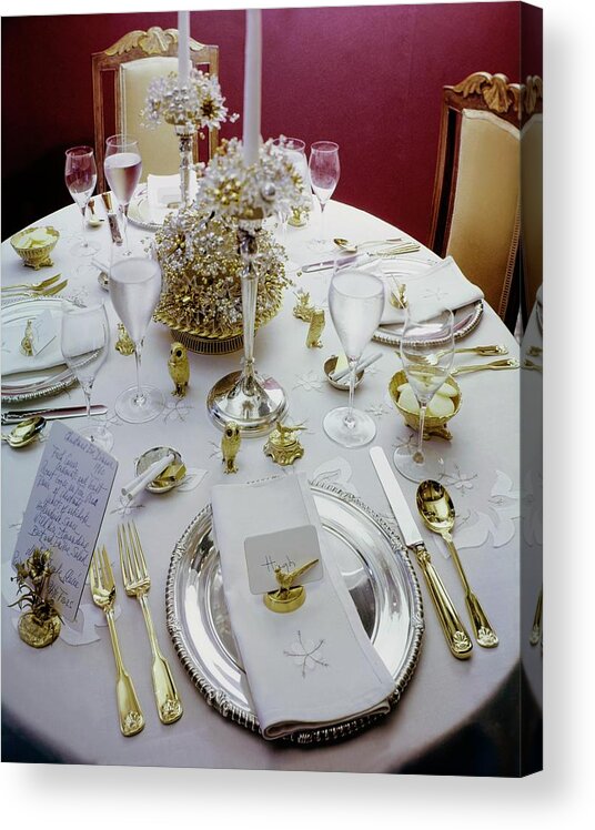 Antique Acrylic Print featuring the photograph Christmas Eve Table Setting by Ernst Beadle