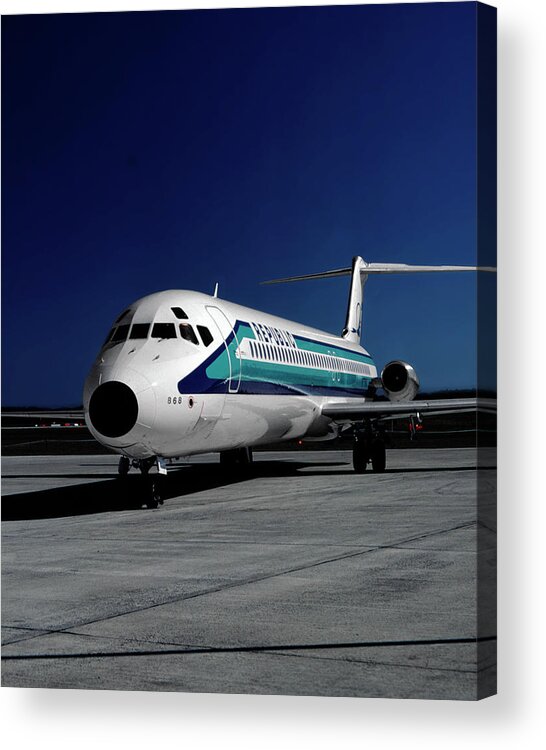 Republic Airlines Acrylic Print featuring the photograph Classic Republic Airlines DC-9 by Erik Simonsen