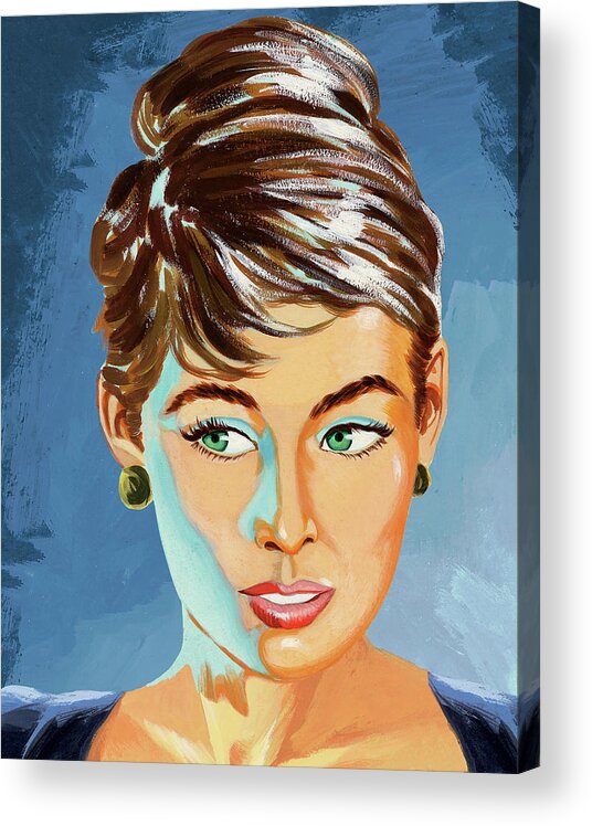 Adult Acrylic Print featuring the drawing Close Up of Woman With Updo by CSA Images