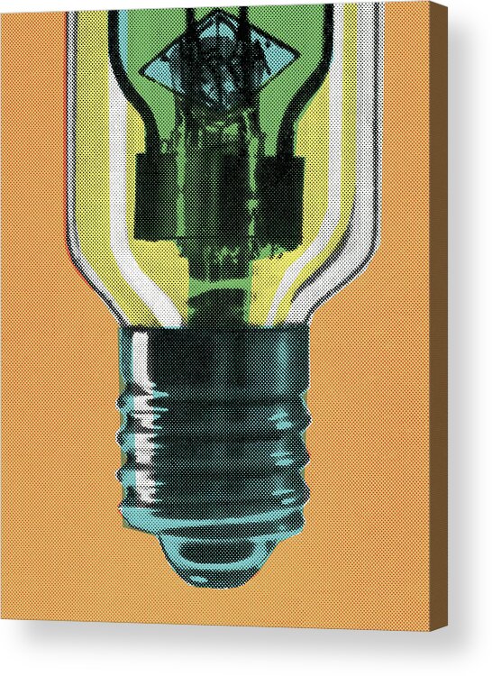 Bulb Acrylic Print featuring the drawing Closeup of a Lightbulb by CSA Images