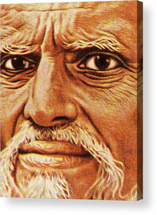 Adult Acrylic Print featuring the drawing Closeup of a Man by CSA Images
