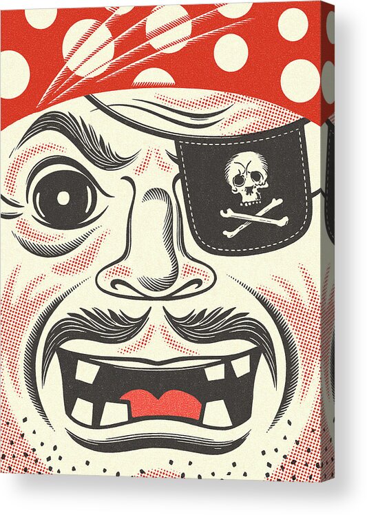 Adult Acrylic Print featuring the drawing Closeup of a Pirate Face by CSA Images