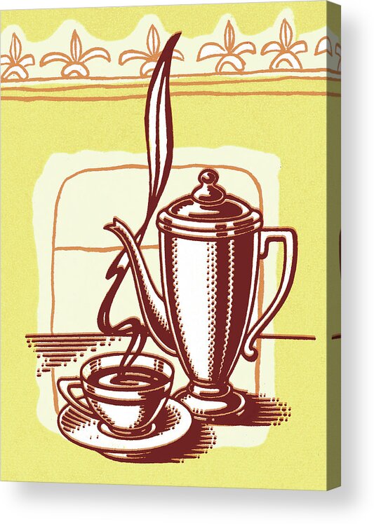 Aroma Acrylic Print featuring the drawing Coffee or Tea Set by CSA Images