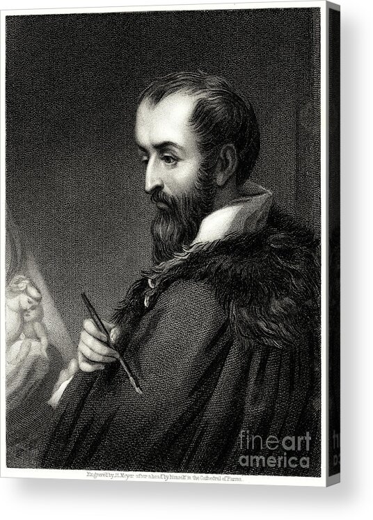 Artist Acrylic Print featuring the drawing Correggio, 19th Century. Artist Henry by Print Collector