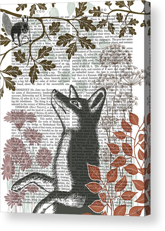 Black Acrylic Print featuring the painting Country Lane Fox 5, Earth by Fab Funky